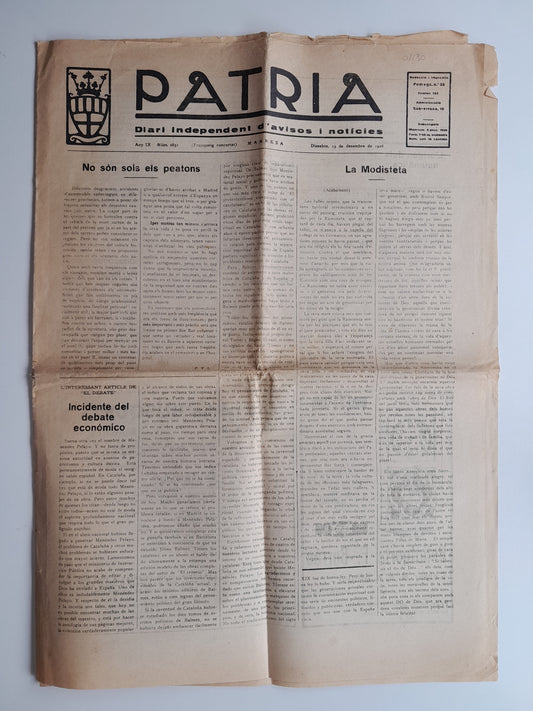 PATRIA (MANRESA) - ANY 9, NÚM. 2851 (15 DESEMBRE 1928)