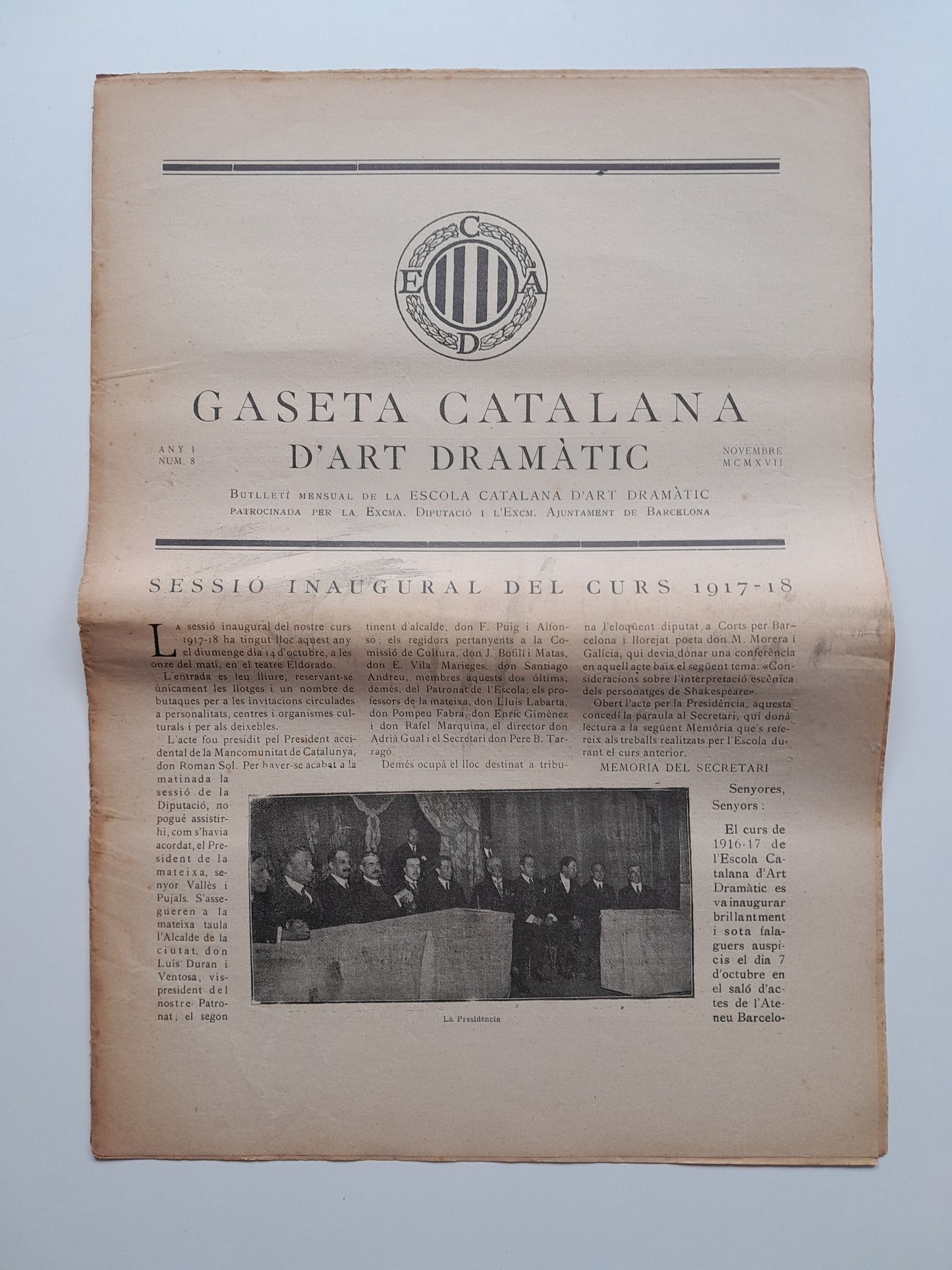 GASETA CATALANA D'ART DRAMÀTIC (BARCELONA) - ANY 1, NÚM. 8 (NOVEMBRE 1917)