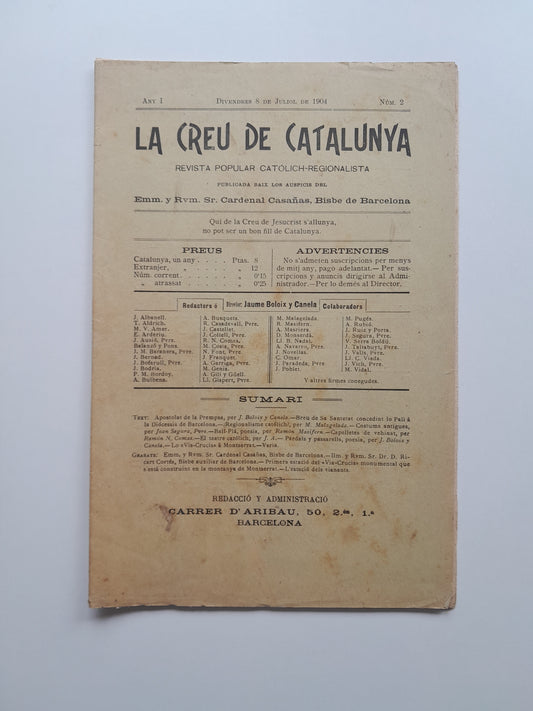 LA CREU DE CATALUNYA (BARCELONA) - ANY 1, NÚM. 2 (8 JULIOL 1904)