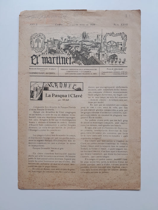 EL MARTINET (CAMPDEVANOL) - ANY 2, NÚM. 27 (MAIG 1929)