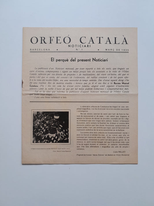 ORFEÓ CATALÀ. NOTICIARI (BARCELONA) - NÚM. 1 (MARÇ 1935)