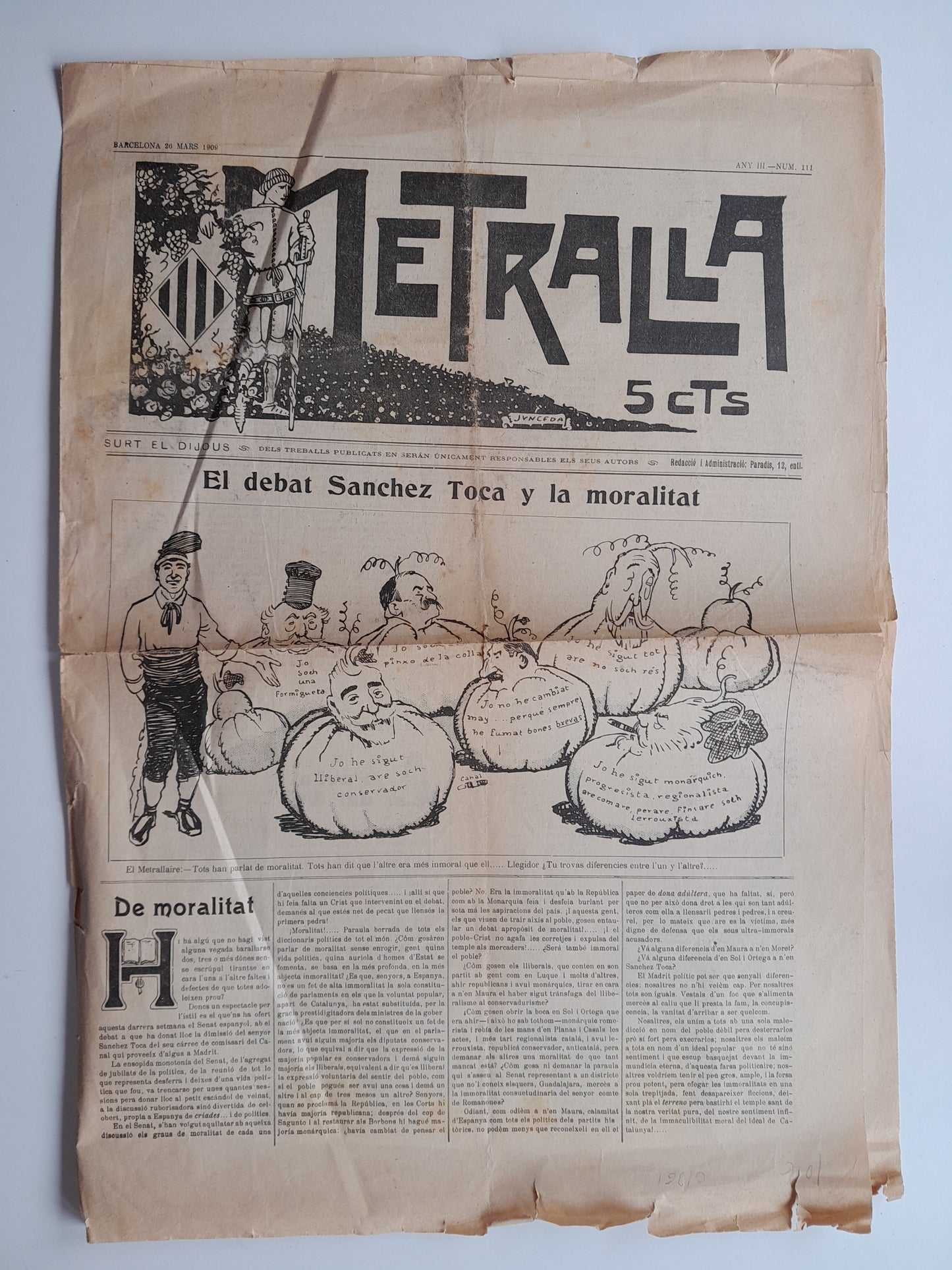 METRALLA (BARCELONA) - ANY 3, NÚM. 111 (26 MARÇ 1909)