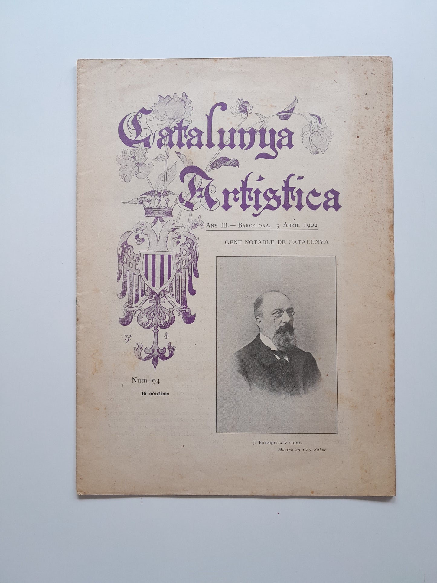 CATALUNYA ARTÍSTICA (BARCELONA) - ANY 3, NÚM. 94 (3 ABRIL 1902)