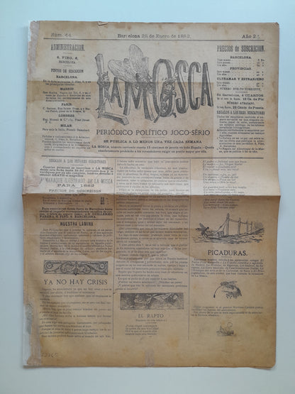 LA MOSCA. PERIÓDICO POLÍTICO JOCO-SÉRIO (BARCELONA) - ANY 2, NÚM. 44 (28 GENER 1882)