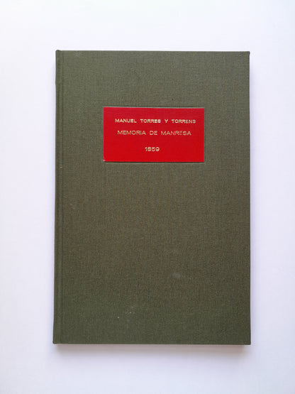 MEMORIA SOBRE MANRESA - MANUEL TORRES TORRENS (LIB. JOAQUÍN VERDAGUER, 1859)