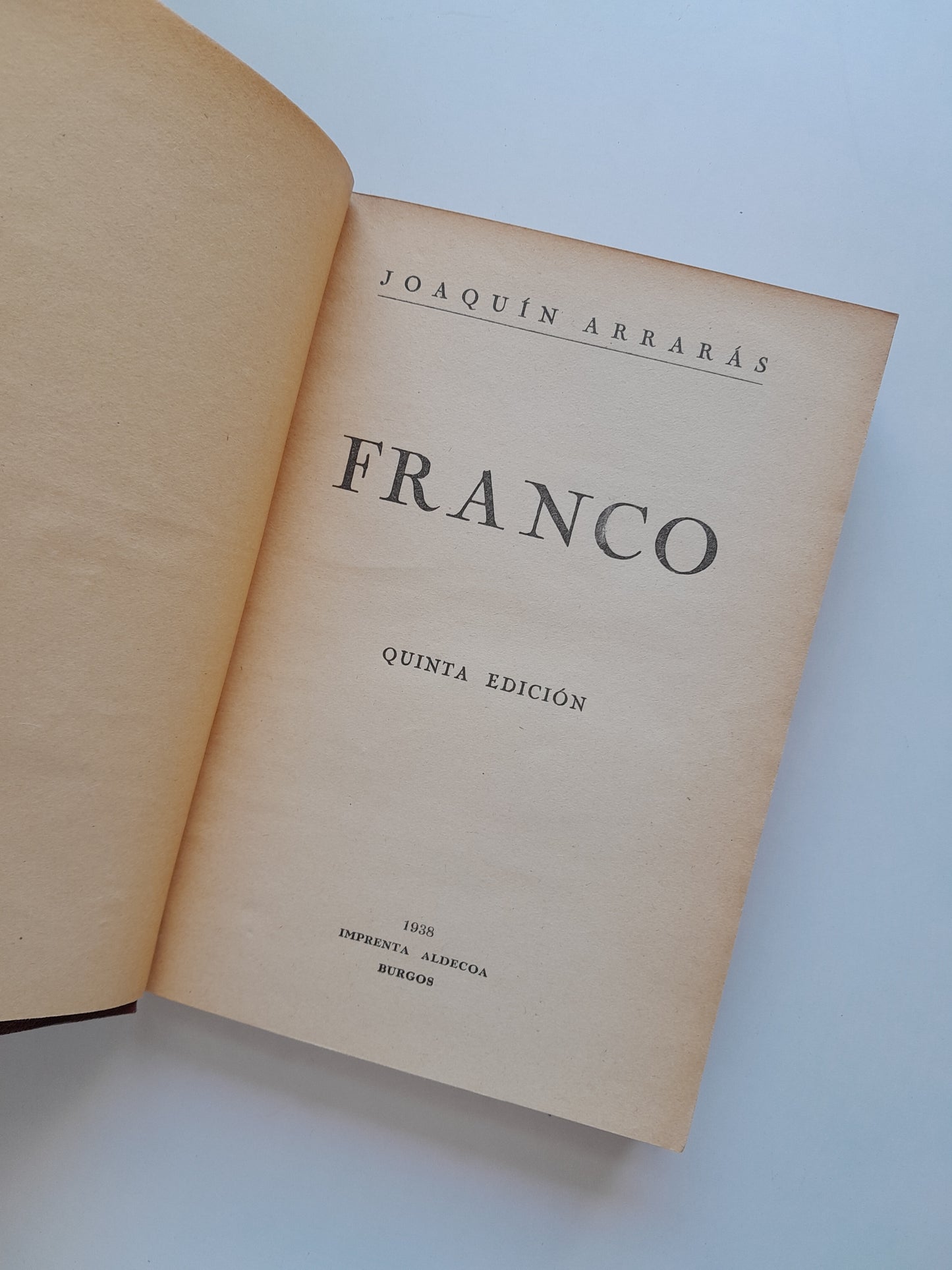 FRANCO - JOAQUÍN ARRARÁS (IMP. ALDECOA, 1938)
