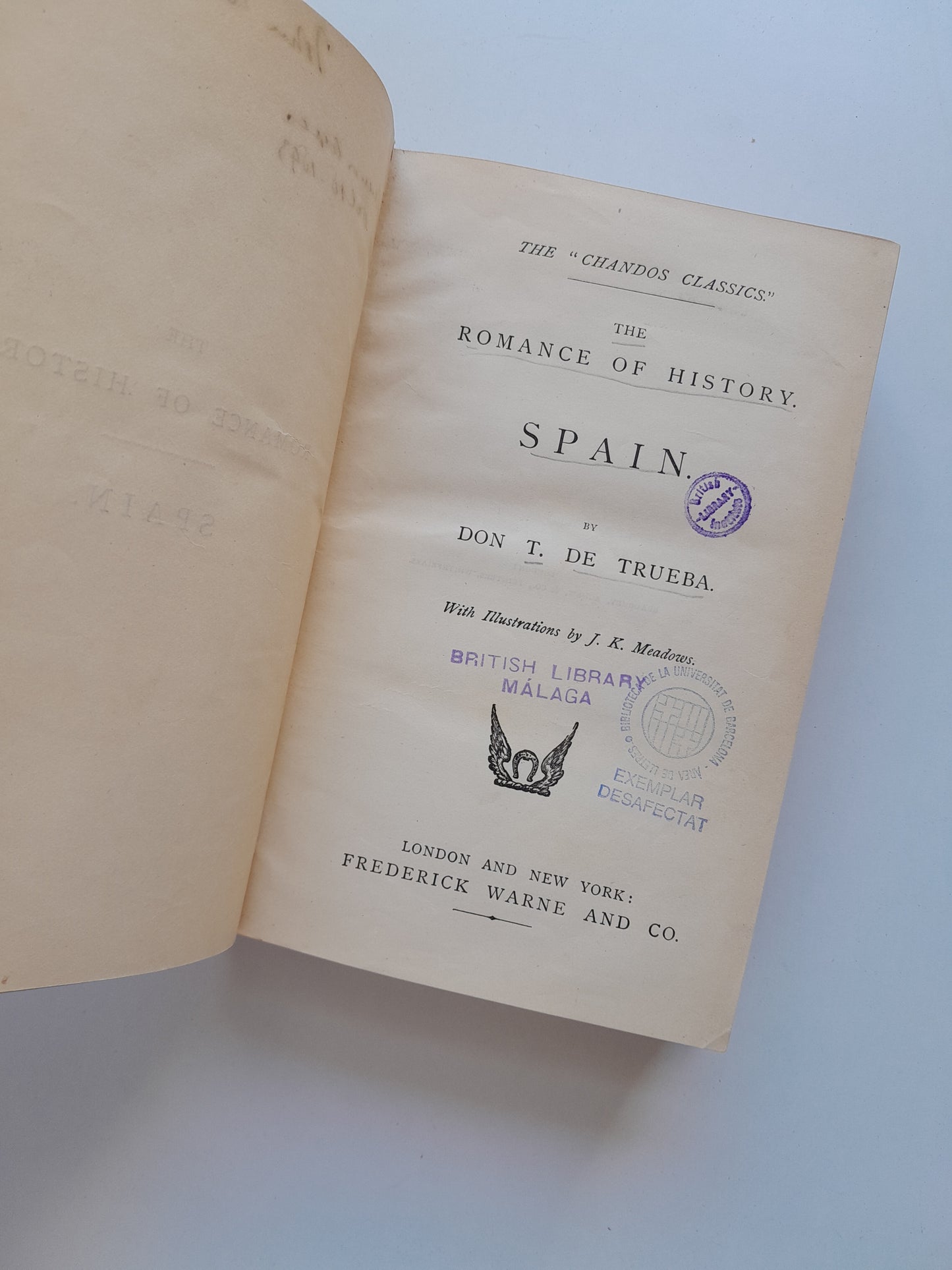 SPAIN. THE ROMANCE OF HISTORY - TELÉSFORO DE TRUEBA (FREDERICK WARNE, c.1900)