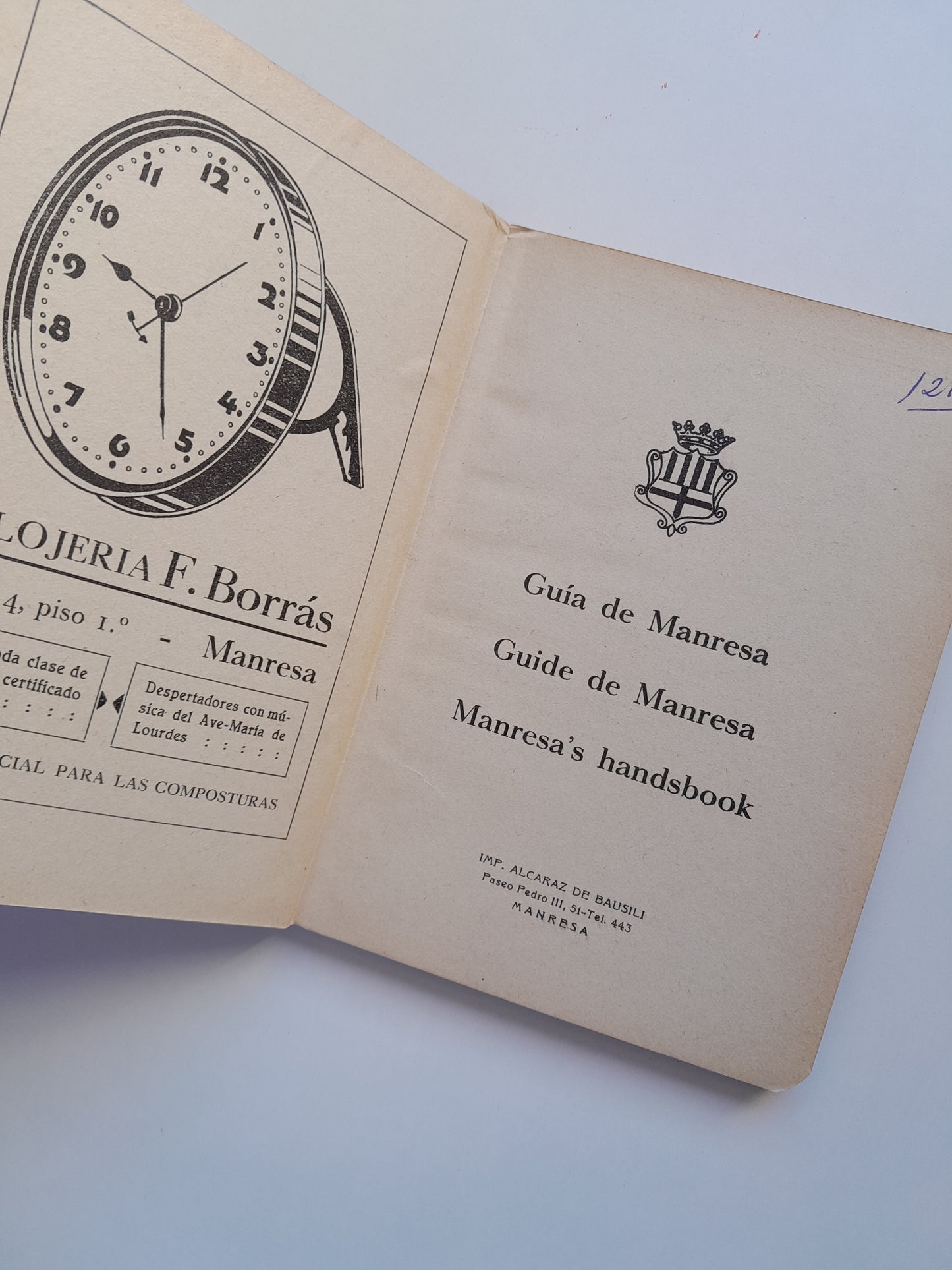 GUÍA DE MANRESA (IMP. ALCARAZ DE BAUSILI, c.1920)