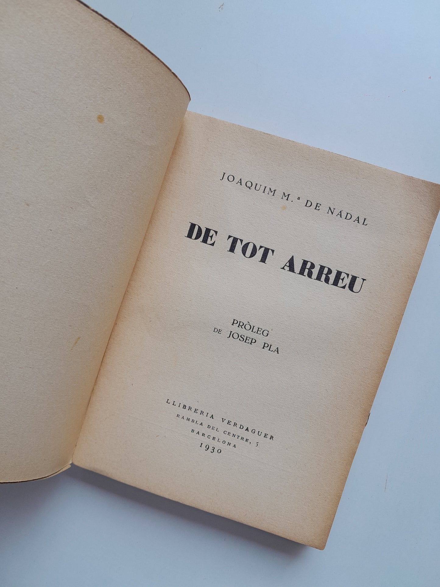 DE TOT ARREU - JOAQUIM MARIA DE NADAL (LIB. VERDAGUER, 1930)