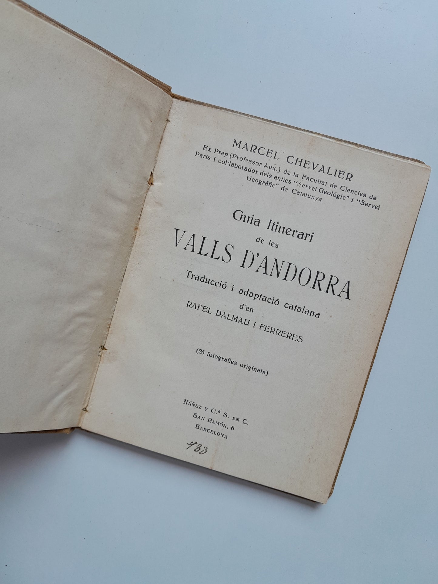 GUIA ITINERARI DE LES VALLS D'ANDORRA - MARCEL CHEVALIER (NÚÑEZ I CIA, c.1920)