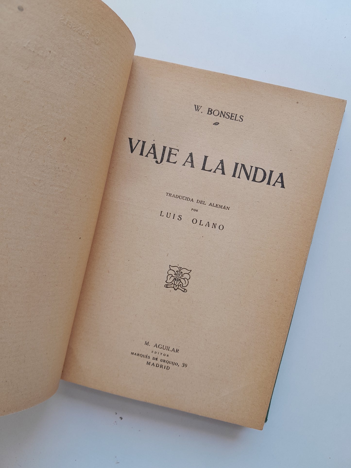 VIAJE A LA INDIA - W. BONSELS (M. AGUILAR, c.1920)