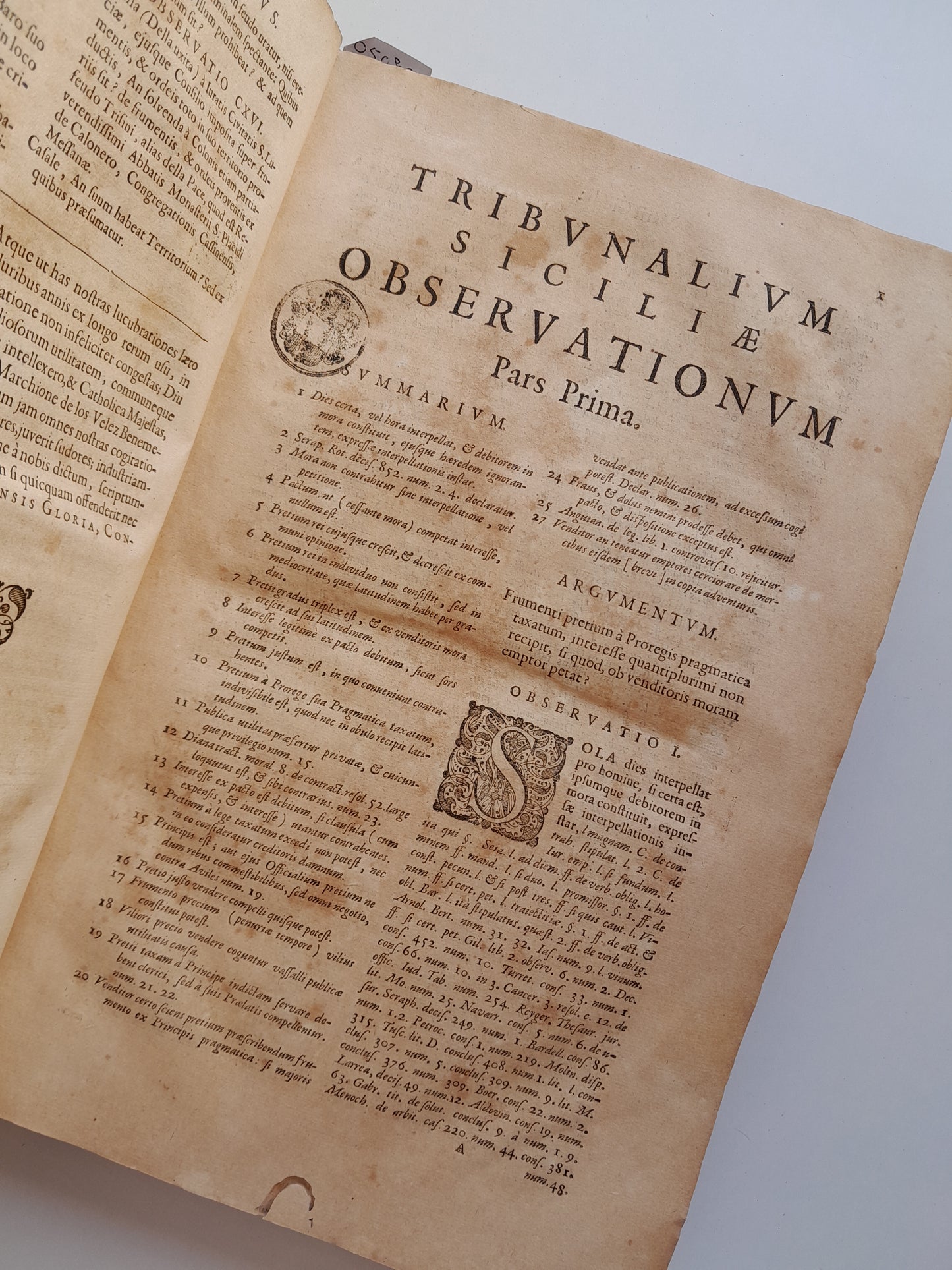 TRIBUNALIUM SICILIAE DECISAE OBSERVATIONES - MARIO GIURBA (IOANNIS BLAEU, 1652)