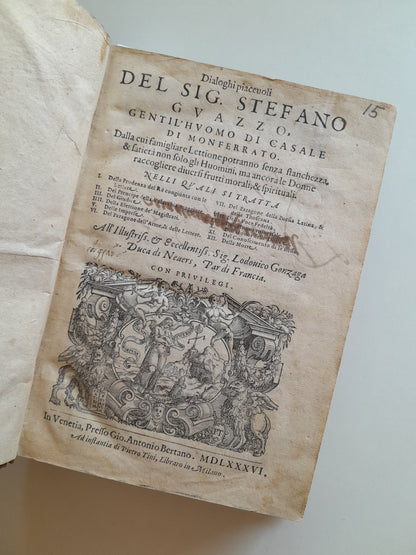 DIALOGHI PIACEVOLI - STEFANO GUAZZO (ANTONIO BERTANO, 1586)