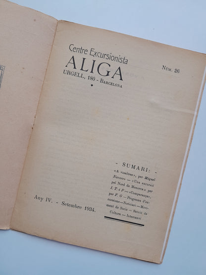 CENTRE EXCURXIONISTA ÀLIGA (BARCELONA) - ANY 4, NÚM. 26 (SETEMBRE 1934)