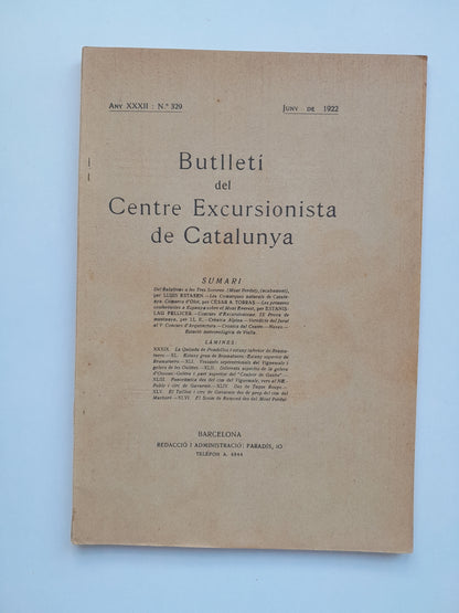 BUTLLETÍ DEL CENTRE EXCURSIONISTA DE CATALUNYA (BARCELONA) - ANY 32, NÚM. 329 (JUNY 1922)