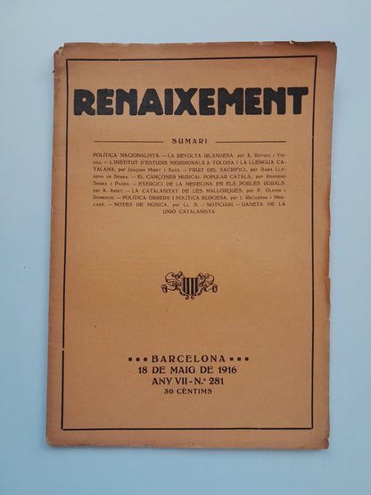 RENAIXEMENT (BARCELONA) - ANY 7, NÚM. 281 (18 MAIG 1916)