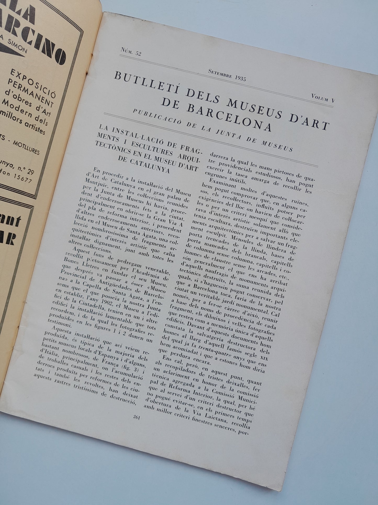 BUTLLETÍ DELS MUSEUS D'ART DE BARCELONA (BARCELONA) - VOL. 5, NÚM. 52 (SETEMBRE 1935)