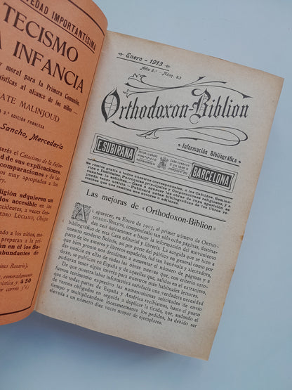 ORTHODOXON BIBLION (BARCELONA) - ANY 9-11, NÚM. 83-105 (GENER 1913-DESEMBRE 1915)