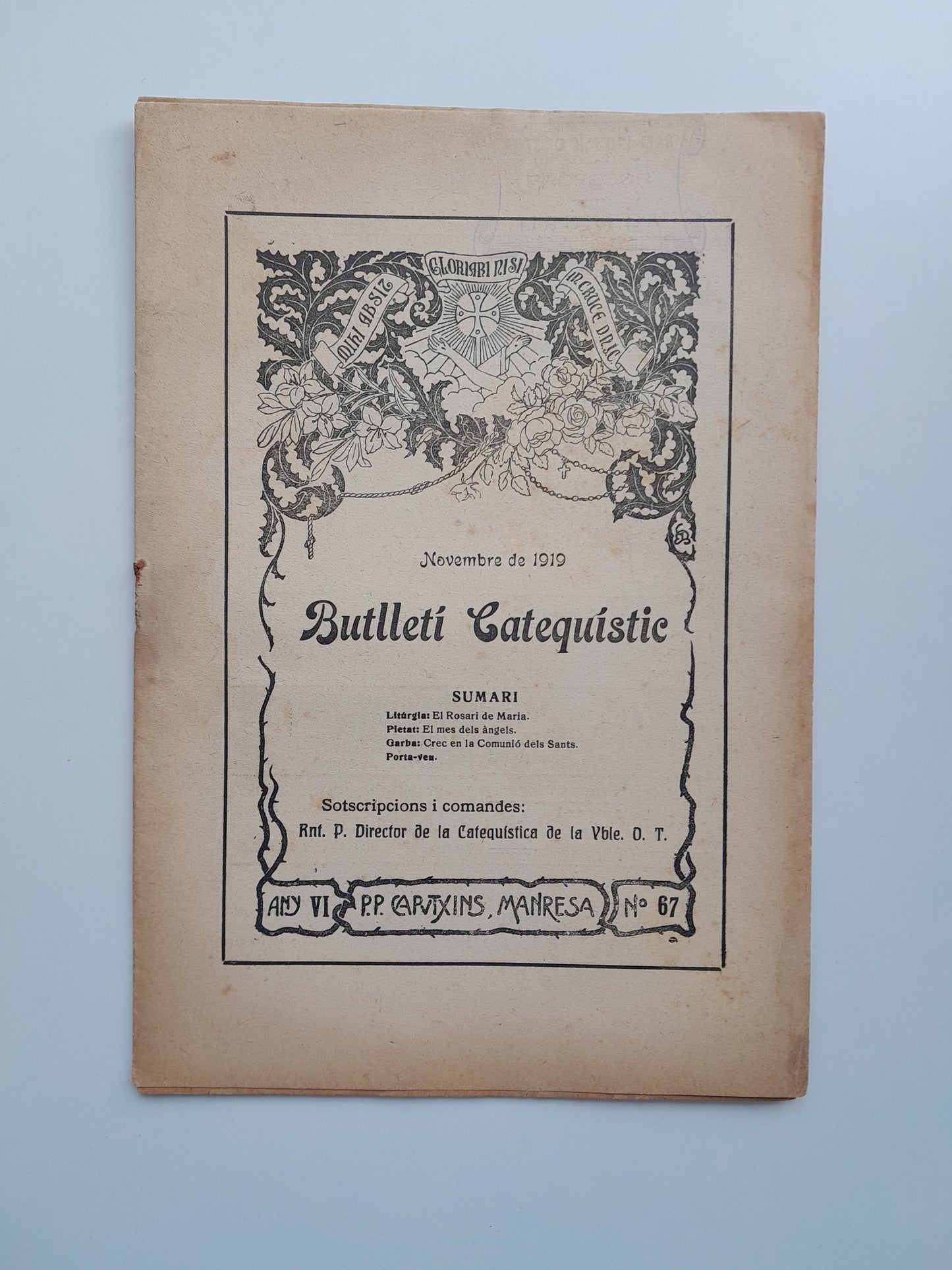 BUTLLETÍ CATEQUÍSTIC (MANRESA) - ANY 6, NÚM. 67 (NOVEMBRE 1919)