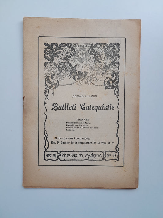 BUTLLETÍ CATEQUÍSTIC (MANRESA) - ANY 6, NÚM. 67 (NOVEMBRE 1919)