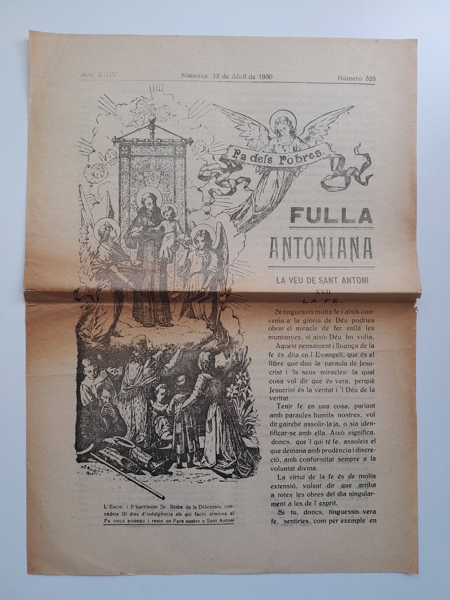 FULLA ANTONIANA (MANRESA) - ANY 24, NÚM. 328 (13 ABRIL 1930)