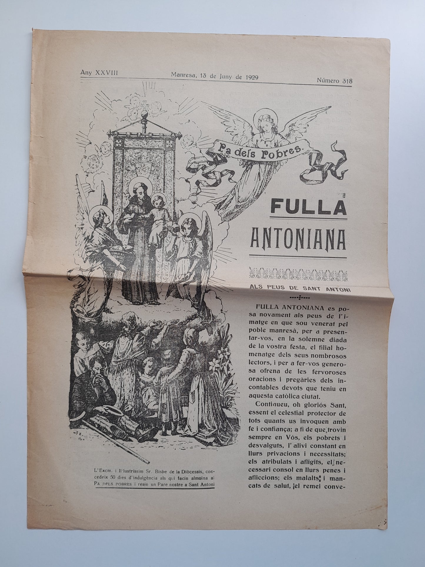 FULLA ANTONIANA (MANRESA) - ANY 28, NÚM. 318 (13 JUNY 1929)