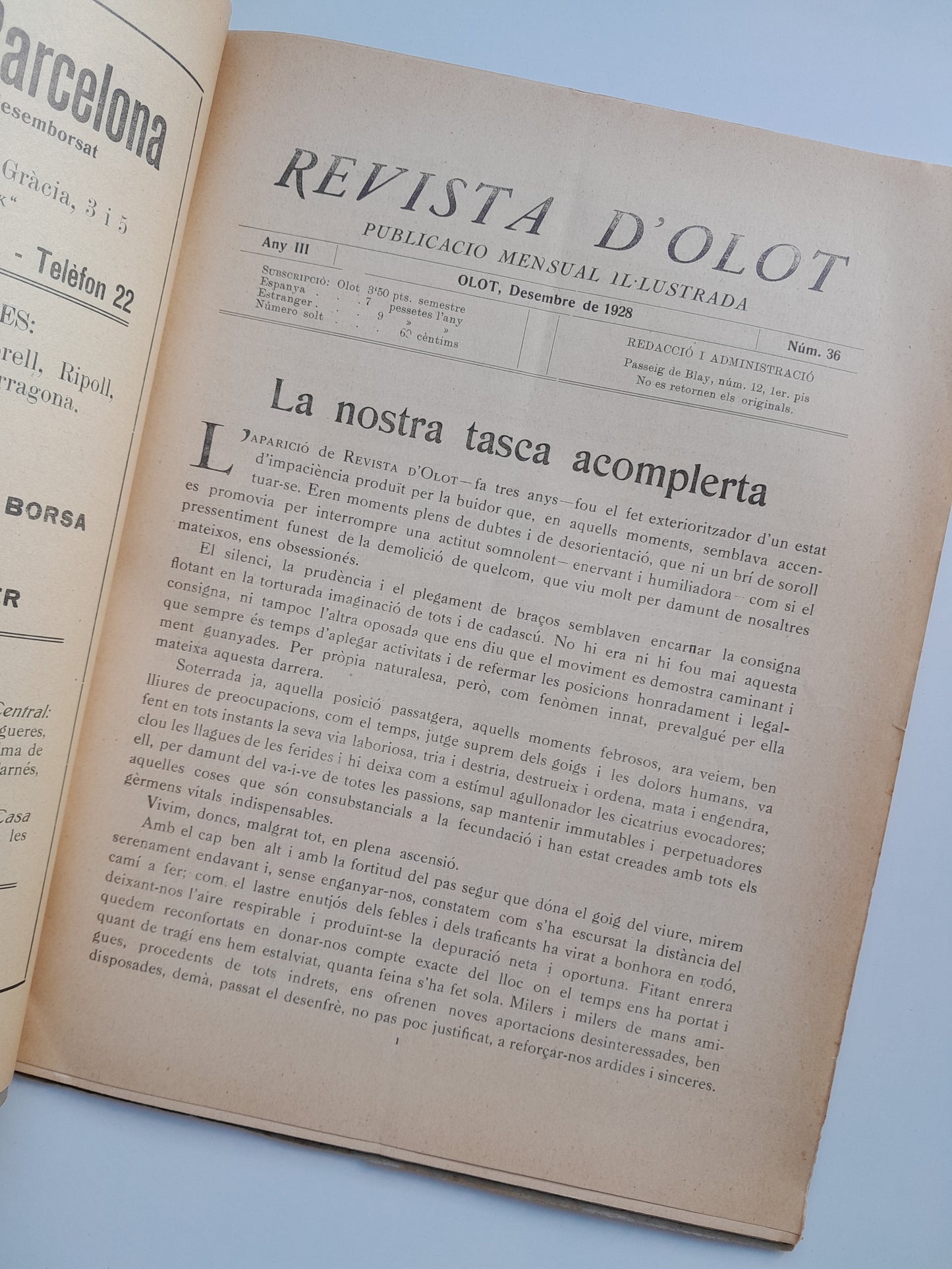REVISTA D'OLOT (OLOT) - ANY 3, NÚM. 36 (DESEMBRE 1928)