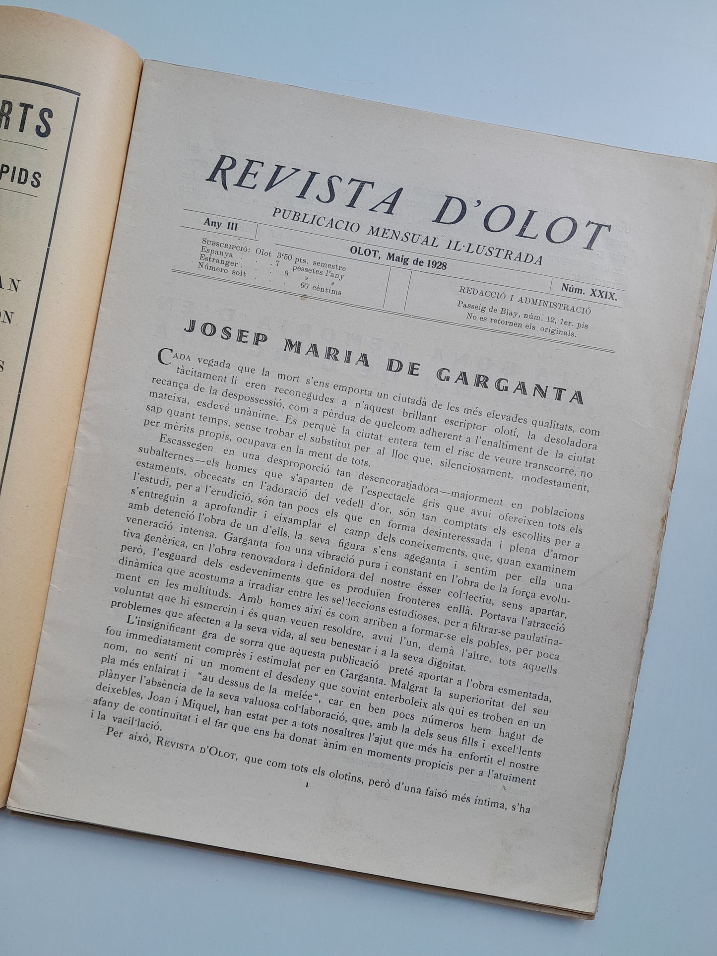 REVISTA D'OLOT (OLOT) - ANY 3, NÚM. 29 (MAIG 1928)