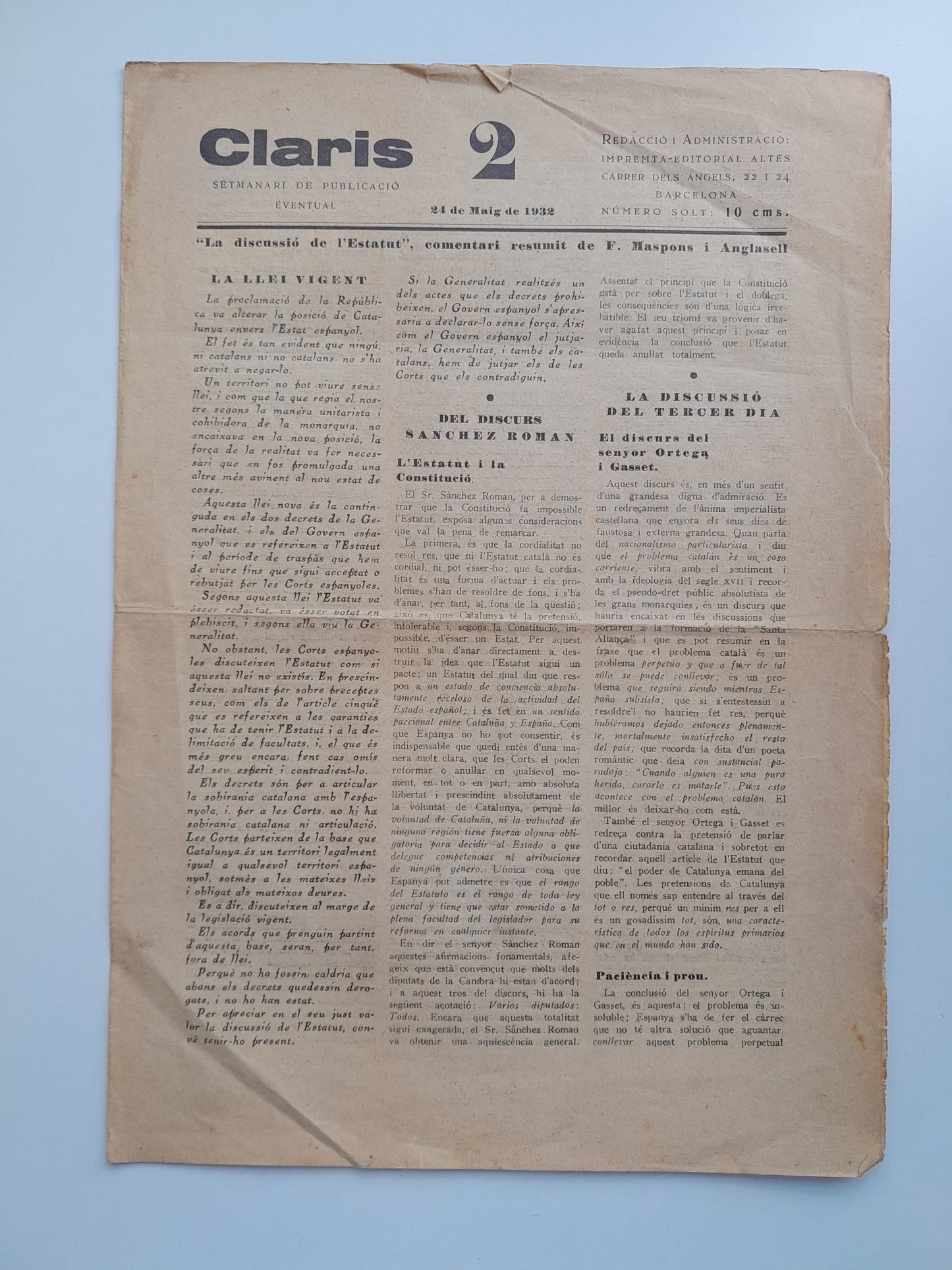 CLARIS 2 (BARCELONA) - NÚM. SOLT (24 MAIG 1932)