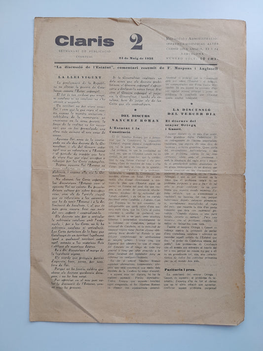 CLARIS 2 (BARCELONA) - NÚM. SOLT (24 MAIG 1932)