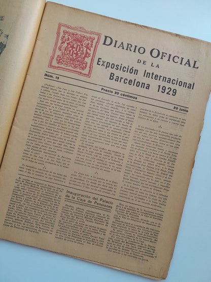 EXPOSICIÓN INTERNACIONAL DE BARCELONA. DIARIO OFICIAL (BARCELONA) - ANY 1, NÚM. 15 (23 JUNY 1929)