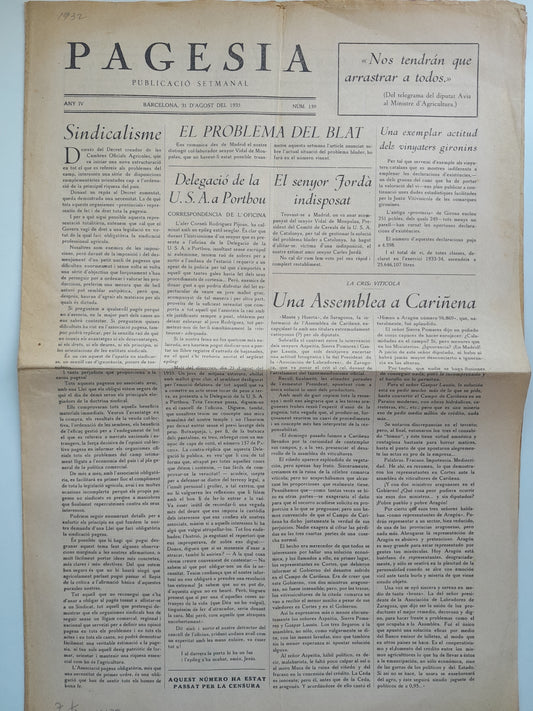 PAGESIA (BARCELONA) - ANY 4, NÚM. 159 (31 AGOST 1935)