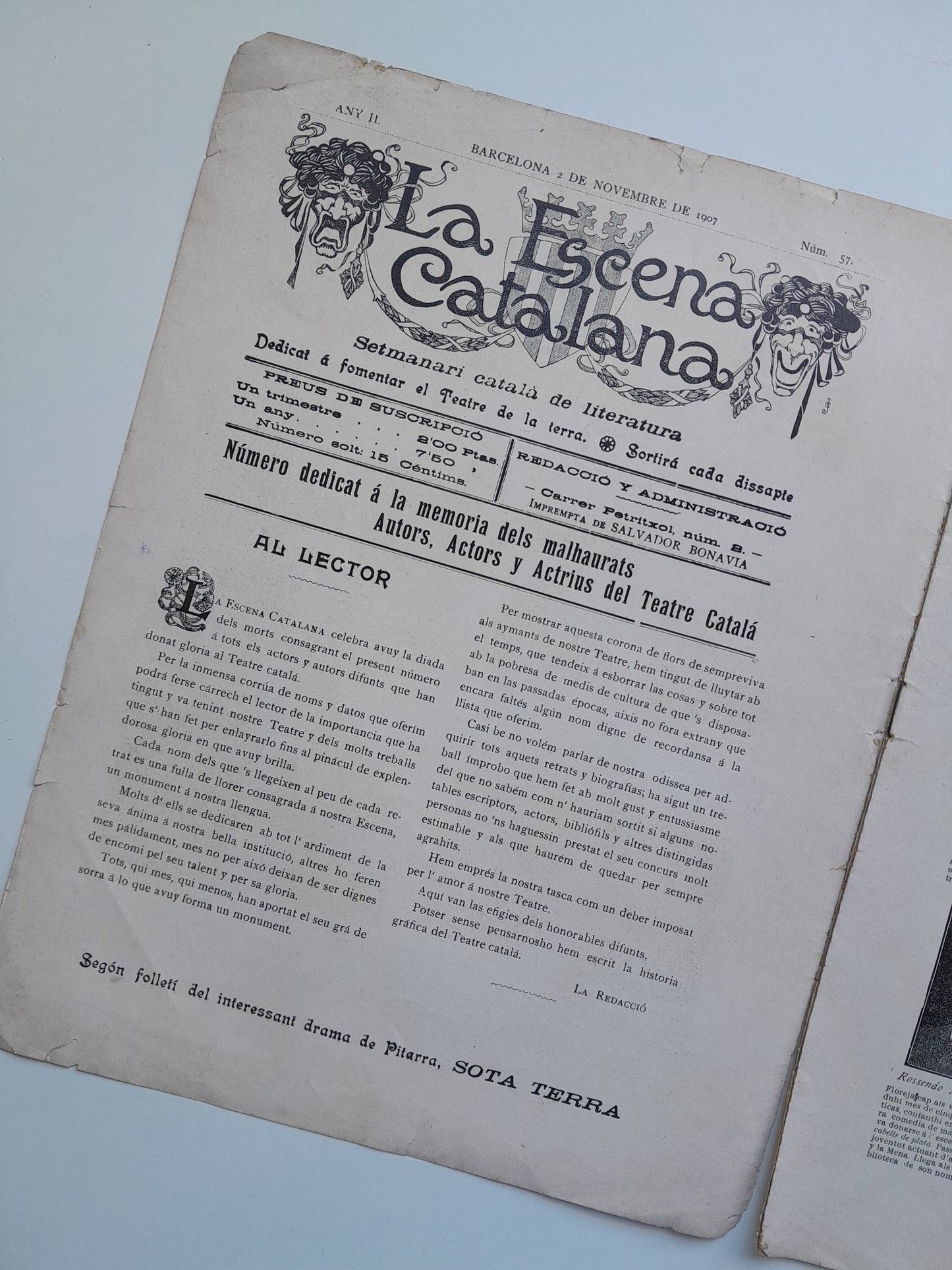 LA ESCENA CATALANA (BARCELONA) - ANY 2, NÚM. 57 (2 NOVEMBRE 1907)