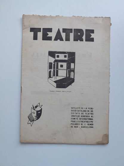 TEATRE. BUTLLETÍ DE LA FEDERACIÓ CATALANA DE SOCIETATS DE TEATRE AMATEUR (BARCELONA) - NÚM. 2 (GENER 1934)
