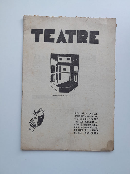 TEATRE. BUTLLETÍ DE LA FEDERACIÓ CATALANA DE SOCIETATS DE TEATRE AMATEUR (BARCELONA) - NÚM. 2 (GENER 1934)