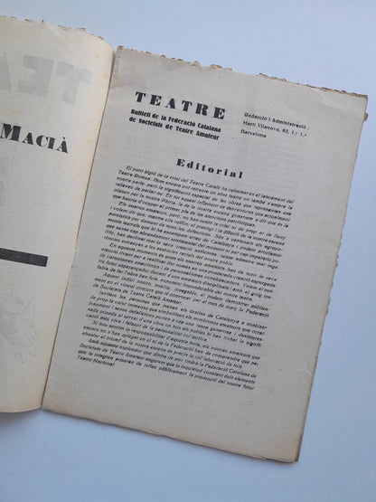 TEATRE. BUTLLETÍ DE LA FEDERACIÓ CATALANA DE SOCIETATS DE TEATRE AMATEUR (BARCELONA) - NÚM. 2 (GENER 1934)