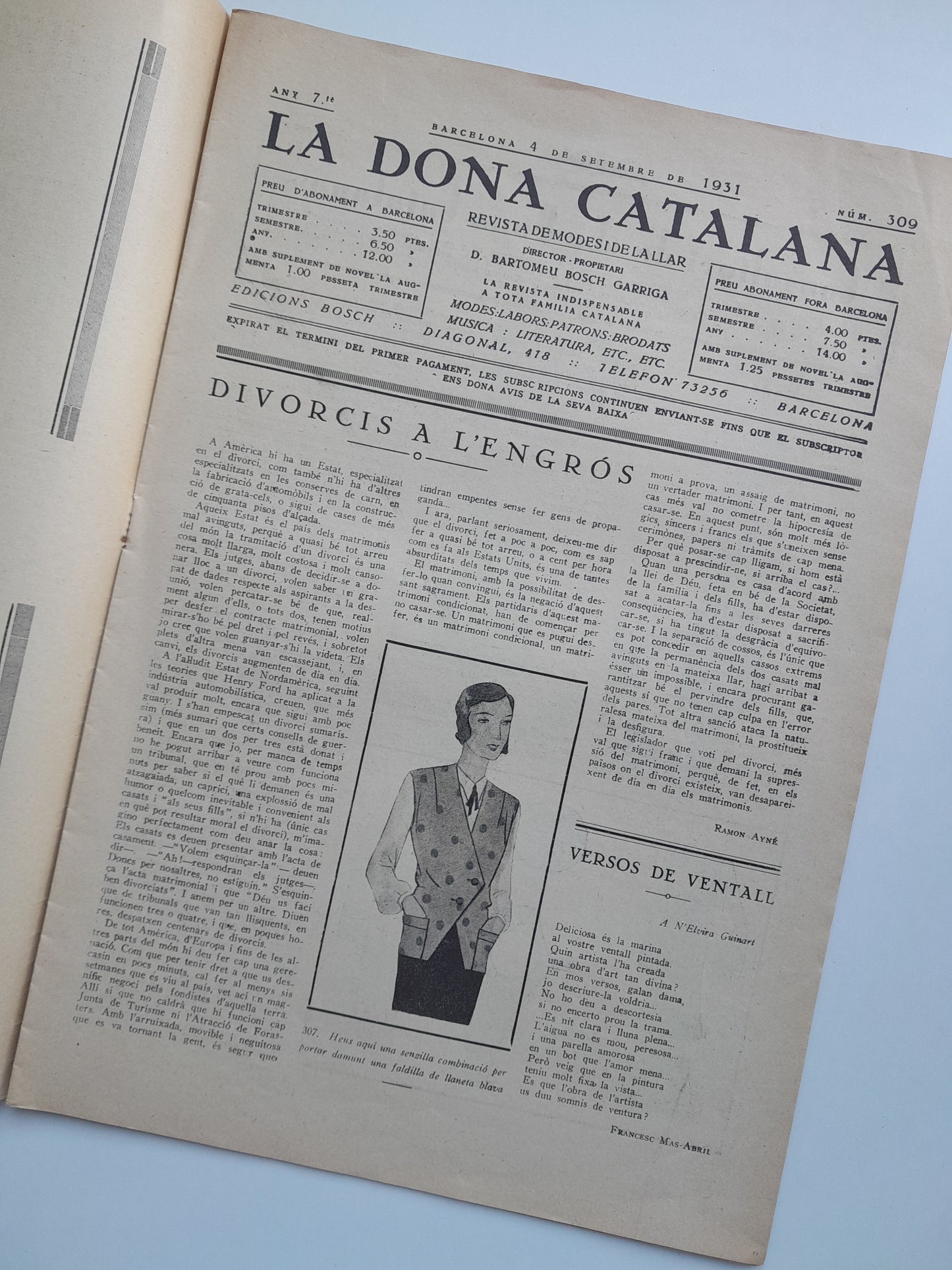 LA DONA CATALANA (BARCELONA) - ANY 7, NÚM. 309 (4 SETEMBRE 1931)