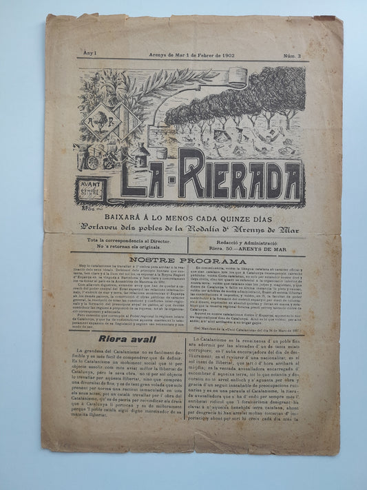 LA RIERADA (ARENYS DE MAR) - ANY 1, NÚM. 3 (1 FEBRER 1902)