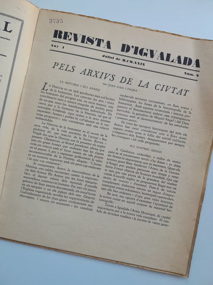 REVISTA D'IGUALADA (IGUALADA) - ANY 1, NÚM. 2 (JULIOL 1929)