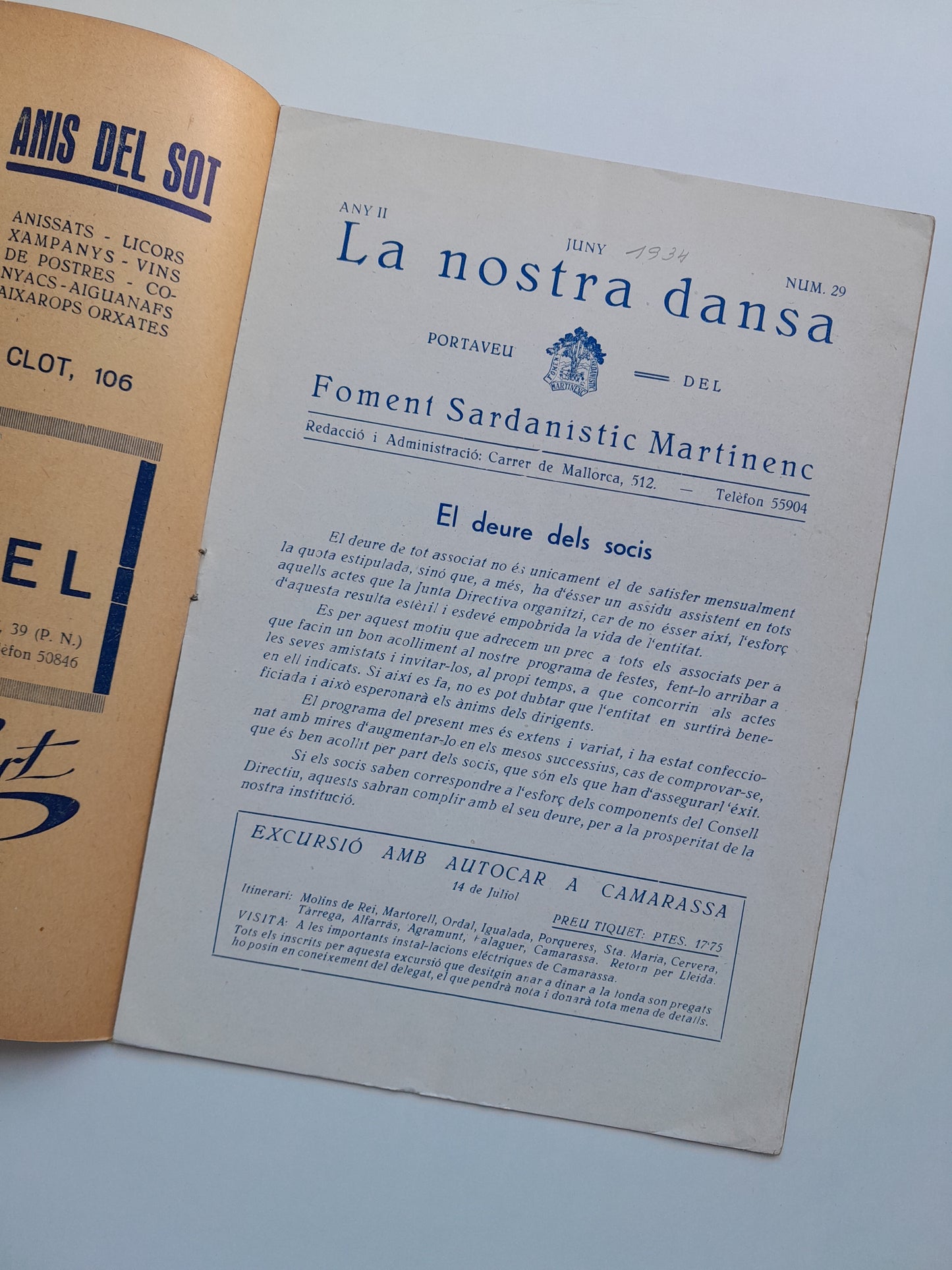 LA NOSTRA DANSA. PORTAVEU DEL FOMENT SARDANÍSTIC MARTINENC (BARCELONA) - ANY 2, NÚM. 29 (JUNY 1934)