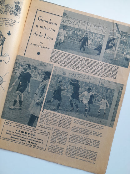 CAMPEÓN. REVISTA DE DEPORTES (MADRID) - AÑO 5, NÚM. 173 (29 MARZO 1936)