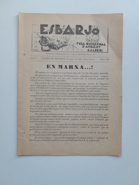 ESBARJO (CALDES DE MONTBUI) - ANY 5, NÚM. 100 (17 MARÇ 1935)