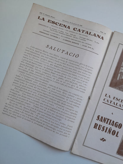 LA ESCENA CATALANA (BARCELONA) - ANY 9, NÚM. 196 A SANTIAGO RUSIÑOL (25 GENER 1926)