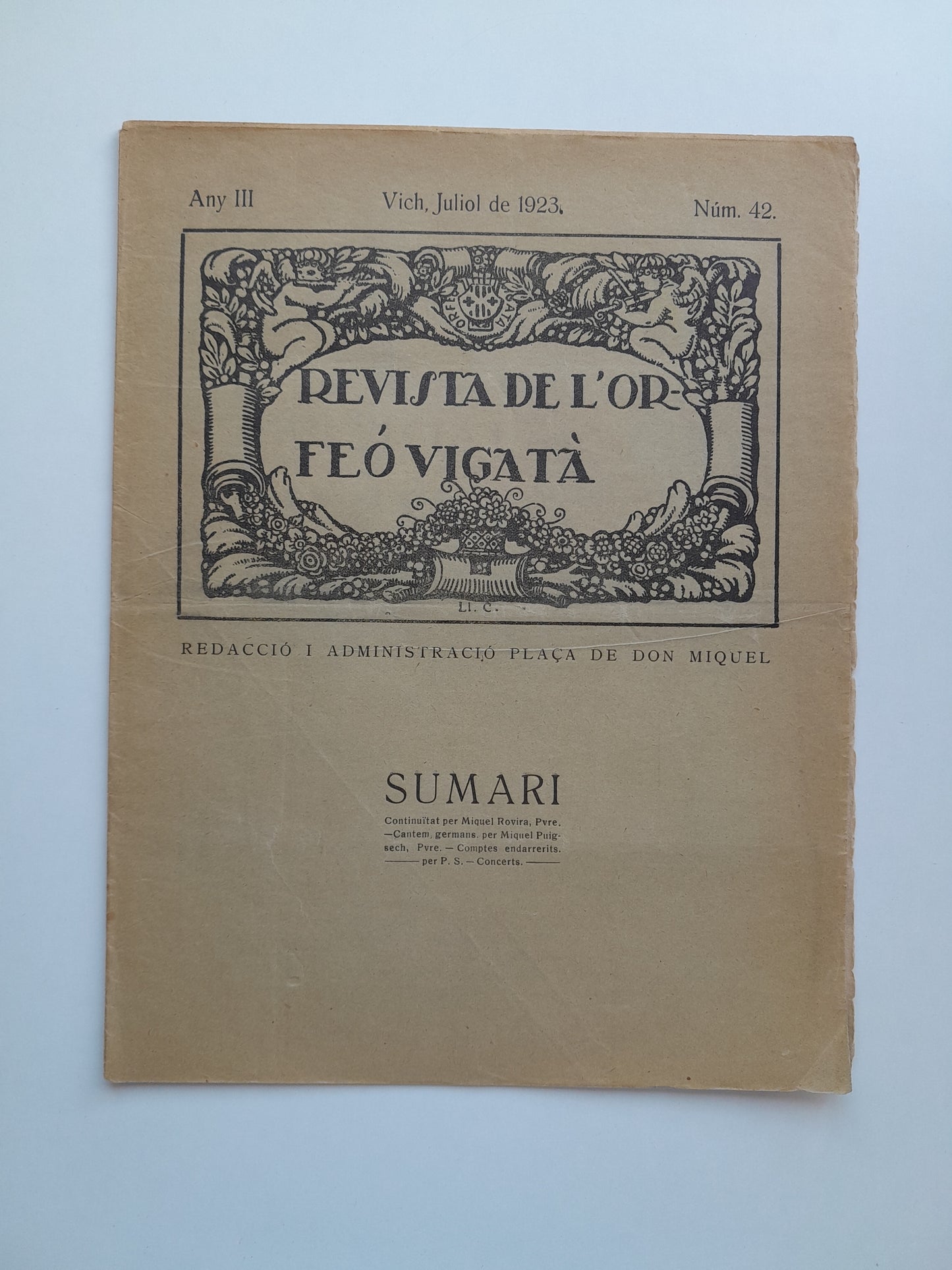 REVISTA DE L'ORFEÓ VIGATÀ (VIC) - ANY 3, NÚM. 42 (JULIOL 1923)