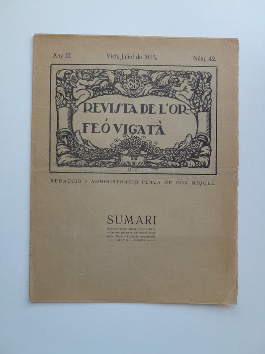 REVISTA DE L'ORFEÓ VIGATÀ (VIC) - ANY 3, NÚM. 42 (JULIOL 1923)