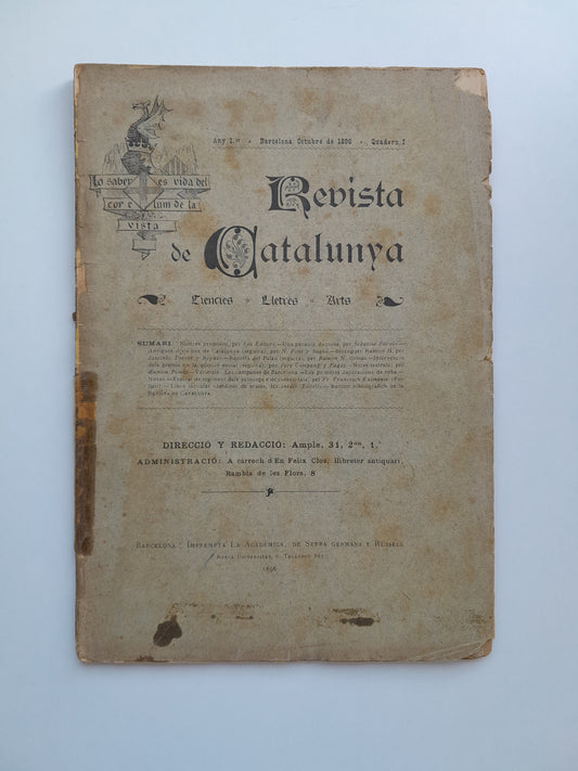 REVISTA DE CATALUNYA (BARCELONA) - ANY 1, NÚM. 1 (OCTUBRE 1896)