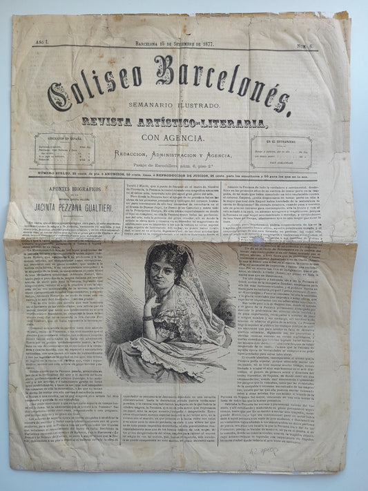 COLISEO BARCELONÉS (BARCELONA) - ANY 1, NÚM. 6 (15 SETEMBRE 1877)