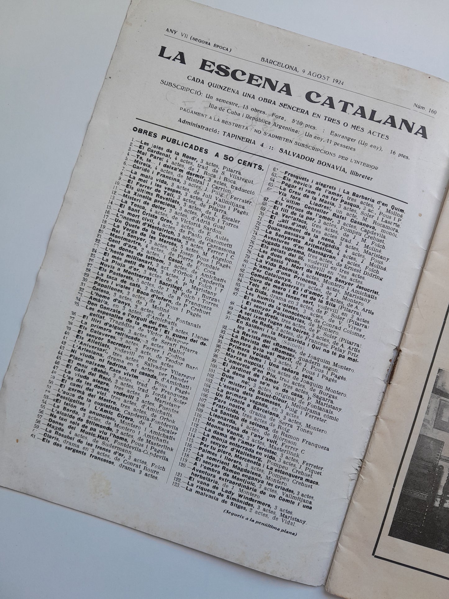 LA ESCENA CATALANA (BARCELONA) - ANY 7, NÚM. 160 A ÀNGEL GUIMERÀ (9 AGOST 1924)