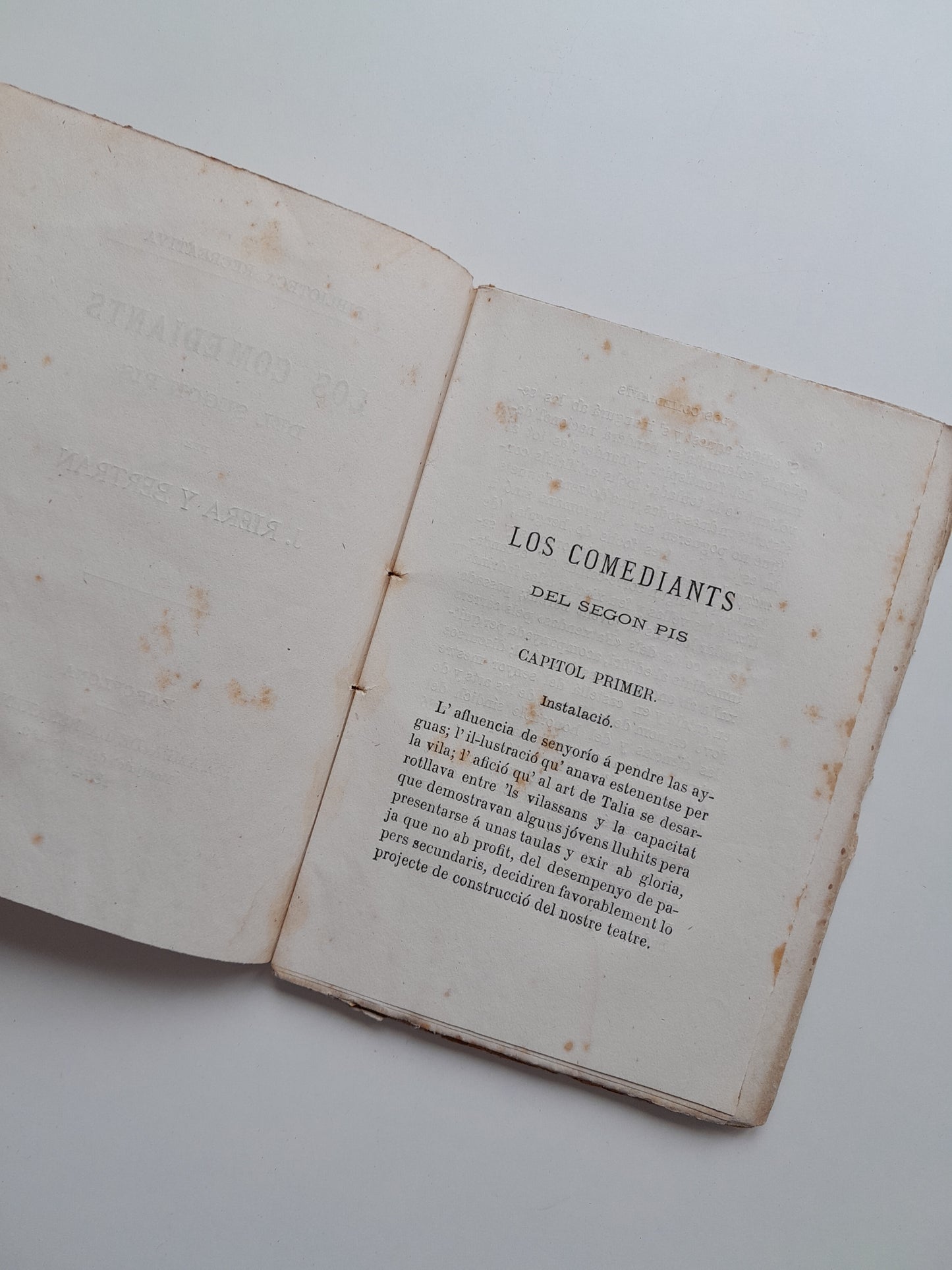 LOS COMEDIANTS DEL SEGON PIS - J. RIERA BERTRAN (LA RENAIXENSA, 1874)