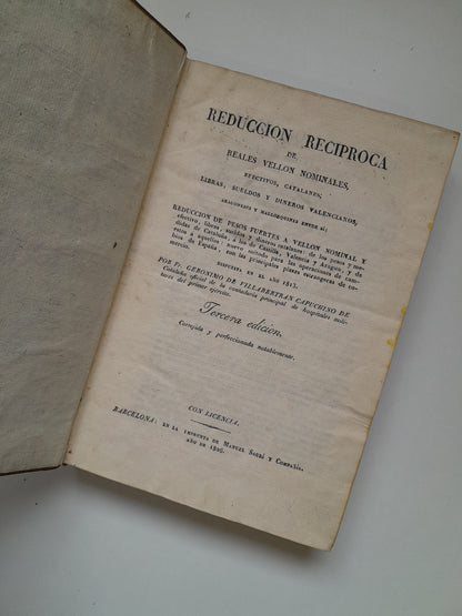REDUCCIÓN RECÍPROCA DE REALES DE VELLÓN - GERÓNIMO DE VILLABERTRÁN (IMP. MANUEL SAURÍ Y CIA, 1826)